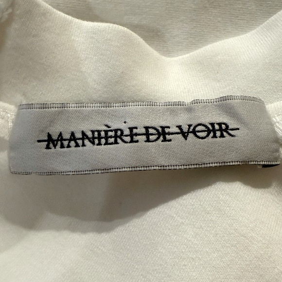 Manière De Voir EUC Size 4 Creamy White Short Sleeve Eiffel Tower Emblem Dress - Picture 10 of 10